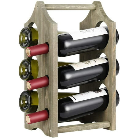 4 Bottles Countertop Wine Racks Storage for Bar Basement Natural Bamboo Color LIANTRAL Wine Rack Pantry Rustic Wood Wine Bottle Holder Cabinet